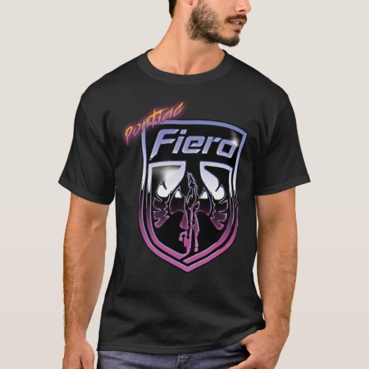 Pontiac Fiero Retro Chrome Logo (Vaporwave) Classi T-Shirt (Vorderseite)