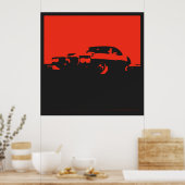 Pontiac Firebird, 1969 - Rot auf schwarzem Poster (Küche)