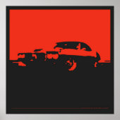Pontiac Firebird, 1969 - Rot auf schwarzem Poster (Vorne)