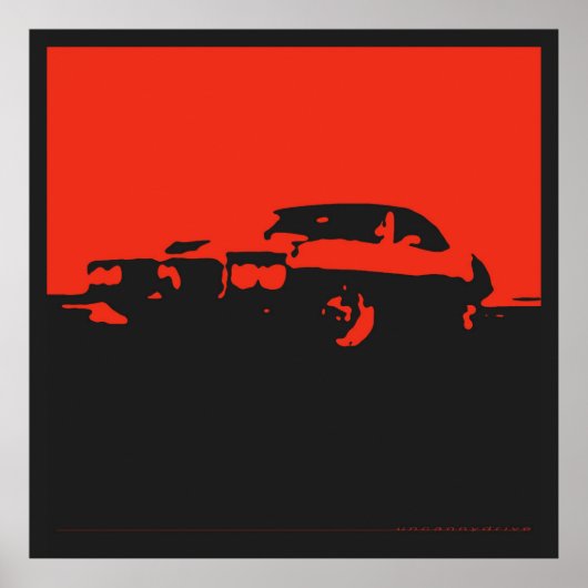 Pontiac Firebird, 1969 - Rot auf schwarzem Poster (Vorne)