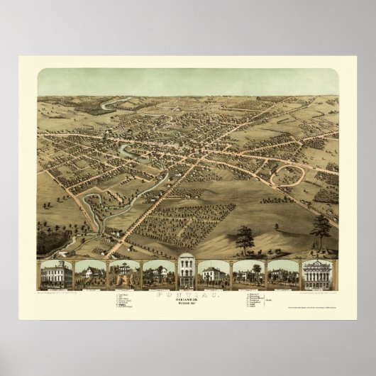 Pontiac, MI Panoramic Map - 1867 Poster (Vorne)