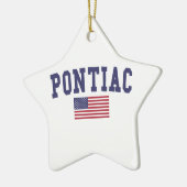 Pontiac US Flag Keramik Ornament (Links)