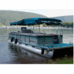 Ponton-Boot Fotoskulptur Ornament<br><div class="desc">Aquamarines Pontonboot.</div>