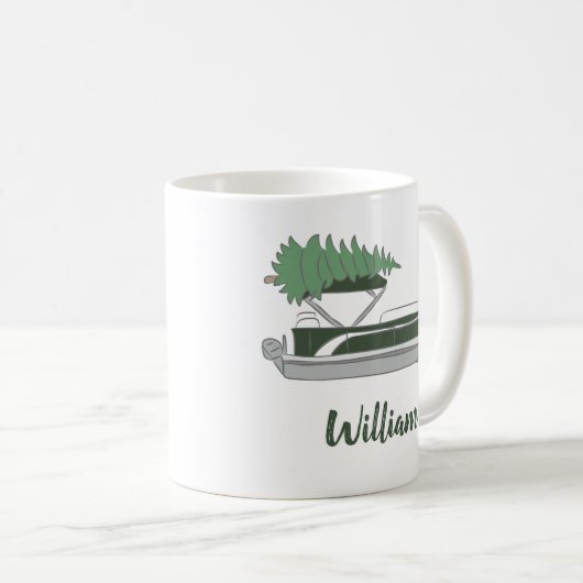 Pontoon Boat mit Weihnachtsbaum auf der Top-Kaffee Kaffeetasse (VorderseiteRechts)