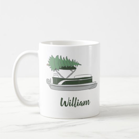 Pontoon Boat mit Weihnachtsbaum auf der Top-Kaffee Kaffeetasse (Links)