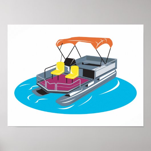 Pontoon Boat Retro Poster (Vorne)