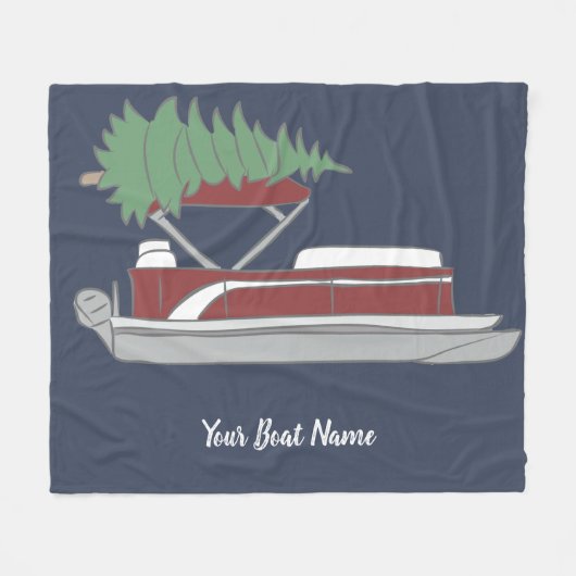 Pontoon Boat with Christmas Tree on Top Fleece Bla (Vorderseite (Horizontal))