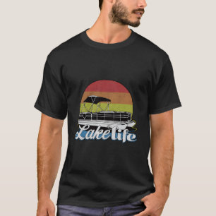 Pontoon Bootfahren Schiff Life Seefeld Retro Sunse T-Shirt