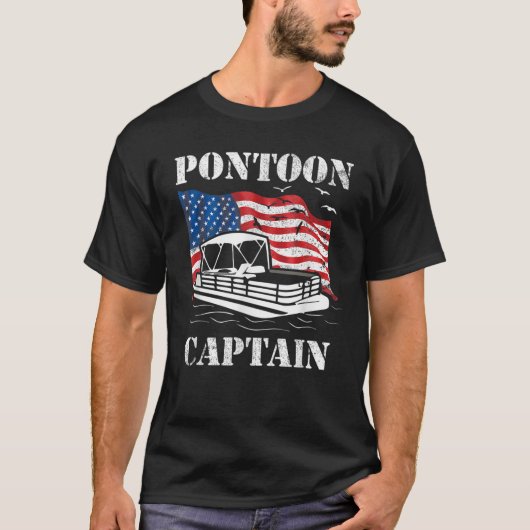 Pontoon Captain American Flag Pontoon Boat Lover U T-Shirt (Vorderseite)