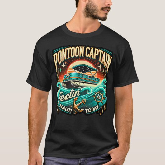 Pontoon Captain Men Pontoon Boat Captain Boating T-Shirt (Vorderseite)