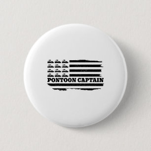 Pontoon Captain Patriotic Boat Owner American Flag Button