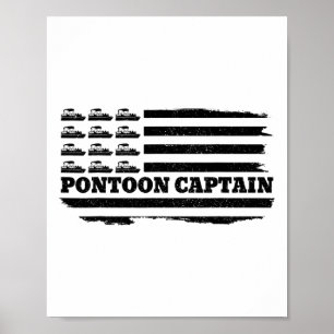 Pontoon Captain Patriotic Boat Owner American Flag Poster