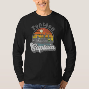 Pontoon Captain Retro Funny Boat Vathers D T-Shirt