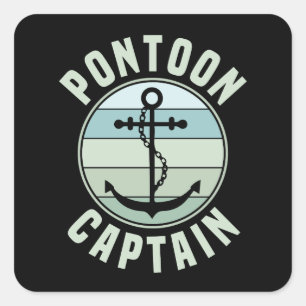 Pontoon Captain Retro Vintag Anchor Pontoon Eigent Quadratischer Aufkleber