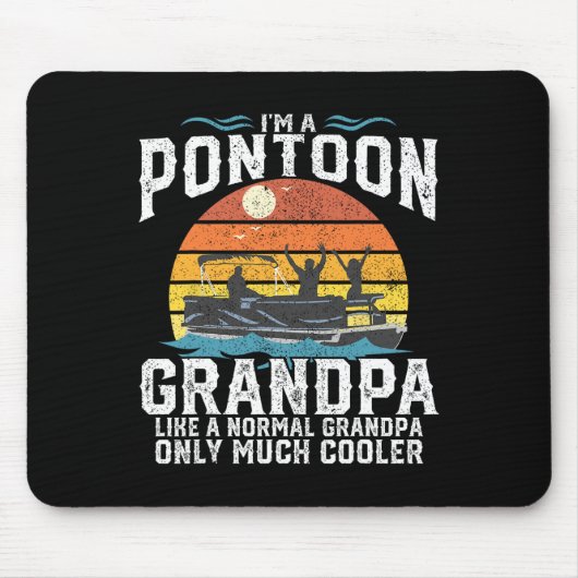 Pontoon Grandpa Kapitän Retro Funny BootVater Mousepad (Vorne)