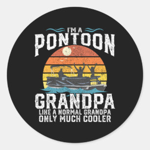 Pontoon Grandpa Kapitän Retro Funny BootVater Runder Aufkleber