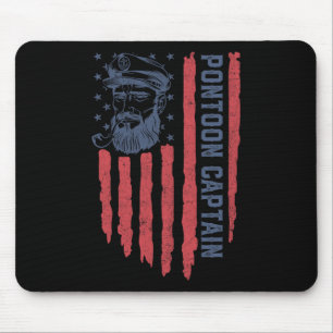 Pontoon Kapitän Amerikanische Flagge Lustig Bootfa Mousepad