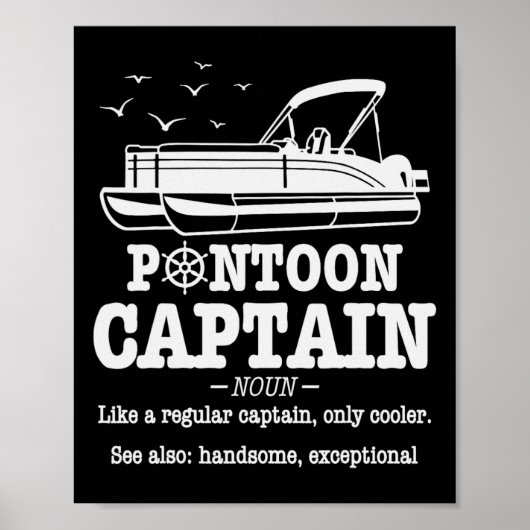 Pontoon Kapitän Definition Bootsleben Lustig Bootf Poster (Vorne)