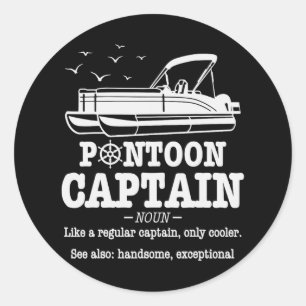Pontoon-Kapitän Definition Bootsleben Lustig Bootf Runder Aufkleber