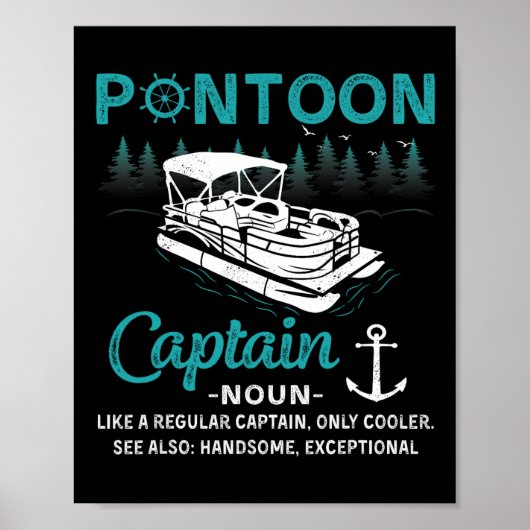 Pontoon Kapitän Definition Lustig Pontoon Boot Boo Poster (Vorne)