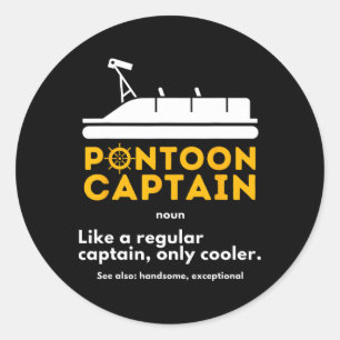 Pontoon Kapitän Definition - Lustige Boot Pontooni Runder Aufkleber
