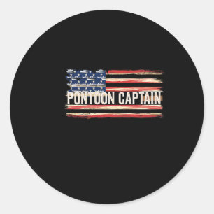 Pontoon-Kapitän Patriotischer Bootsspaß Wasserspor Runder Aufkleber
