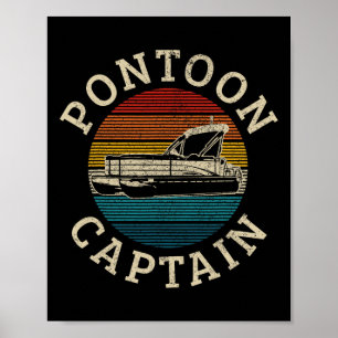 Pontoon Kapitän Vintage Pontoon Bootfahren Bootfah Poster