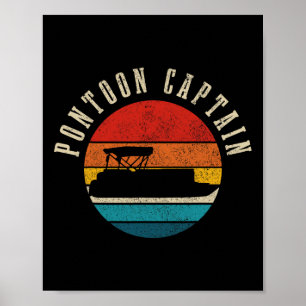 Pontoon Kapitän Vintage Pontoonfahren Booten Boot  Poster