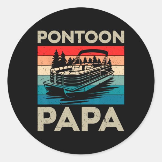 Pontoon Papa Recto Boat Captain Pontoon Eigentümer Runder Aufkleber (Vorderseite)