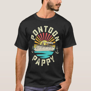 Pontoon Pappy Sunset Fisherman Boating Opa T-Shirt