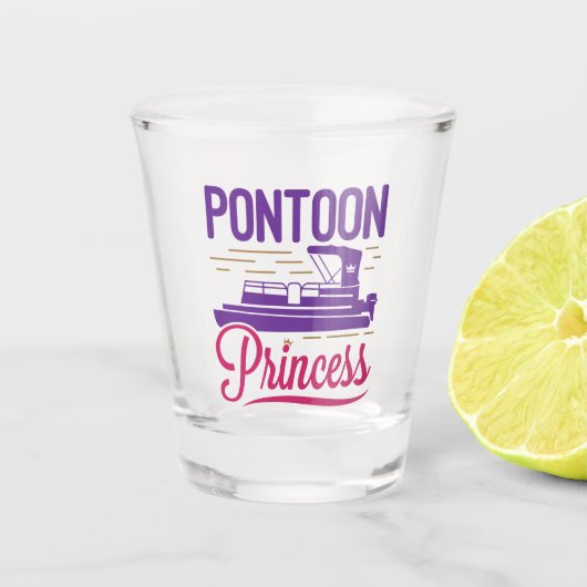 Pontoon Princess Pontooning Motor Bootfahren Schnapsglas (Vorderseite)