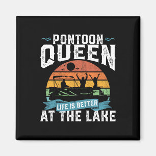 Pontoon Queen Funny Boat Lake Pontooning Frauen Magnet
