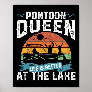 Pontoon Queen Funny Boat Lake Pontooning Frauen Poster
