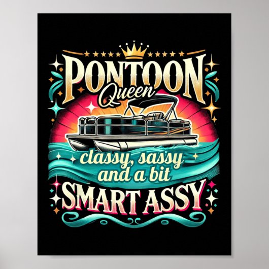 Pontoon Queen Women Pontoon Boot Captain Bootfahre Poster (Vorne)