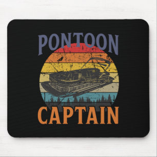 Pontoon Vintag White Pontoon Captain Boating Funn Mousepad