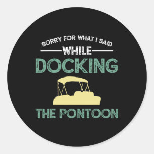 Pontoonboot-Kapitän Bootfahren Runder Aufkleber