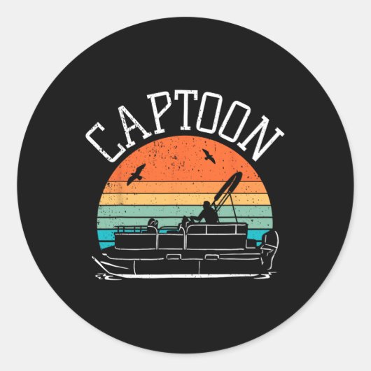 Pontoonboot-Kapitän I Captoon I Skipper Pontoon B Runder Aufkleber (Vorderseite)