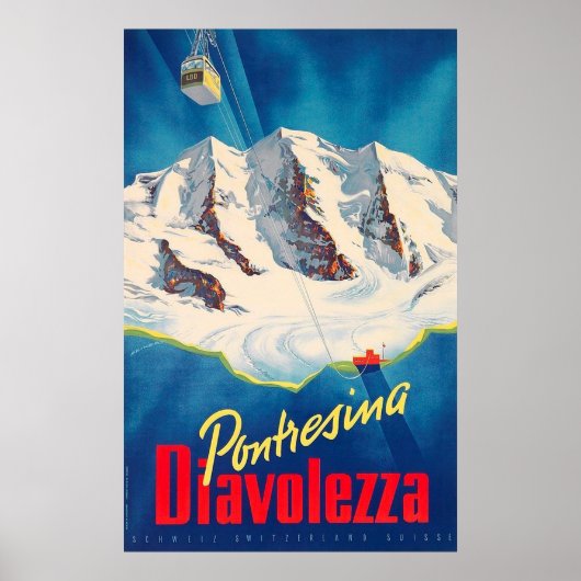 Pontresina Diavolezza Schweiz Vintage Poster (Vorne)
