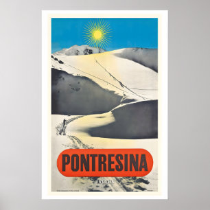 Pontresina Schweiz Vintage-Skiplakat Poster