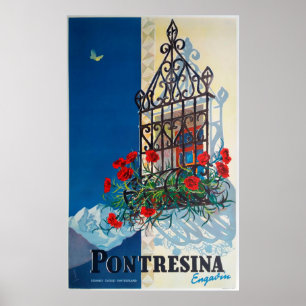 Pontresina - Switzerland, Vintage Travel Poster