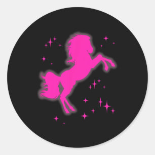 Pony and Heelses Lover Pink Girls Clubs Disco Birt Runder Aufkleber