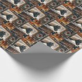 Pony and Kitten in Weihnachtsstall Geschenkpapier (Ecke)