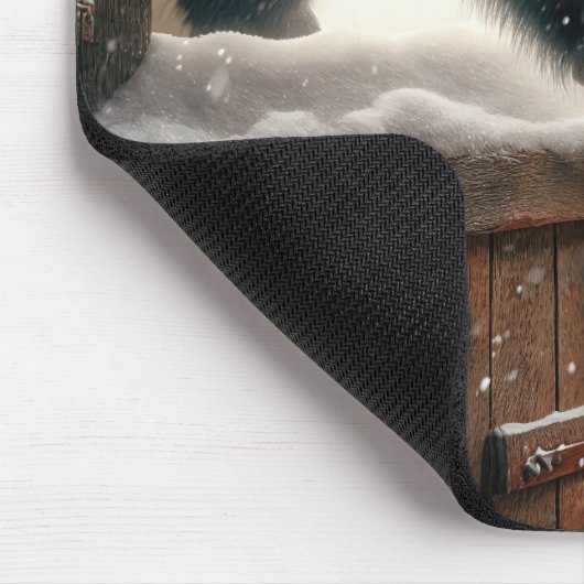 Pony and Kitten in Weihnachtsstall Mousepad (Ecke)