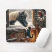 Pony and Kitten in Weihnachtsstall Mousepad (Mit Mouse)