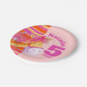 Pony Art 5. Geburtstags Mädchen personalisierte Pl Pappteller (Schrägansicht)