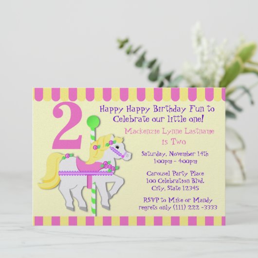 Pony Birthday Party Einladung (Stehend Vorderseite)