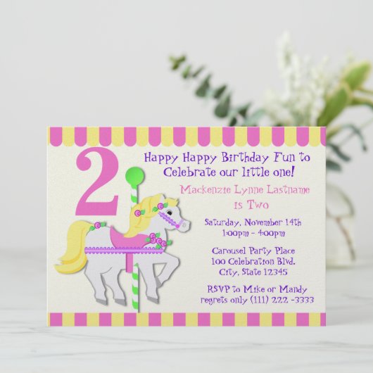 Pony Birthday Party Einladung (Stehend Vorderseite)