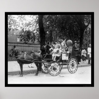 Pony Cart Girl and Dogs 1921 Poster