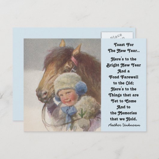 Pony Childhood Memory New Year's Toast Postkarten (Vorne/Hinten)
