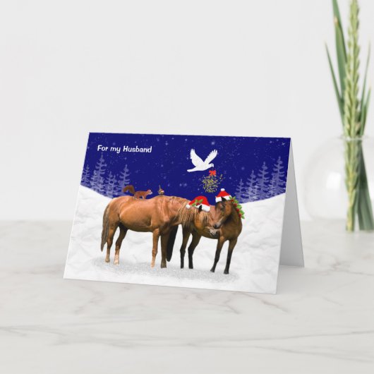 Pony Christmas Party Card (Ehemann) Feiertagskarte (Vorderseite)